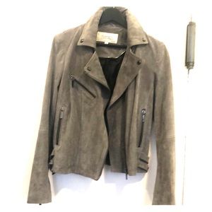 Grey Suede 3 pocket Biker Jacket